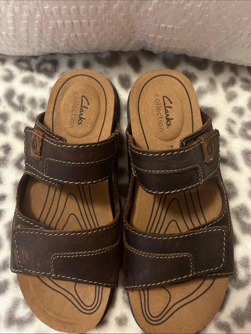 Clarks Men’s Brown Leather Double-Strap Sandals